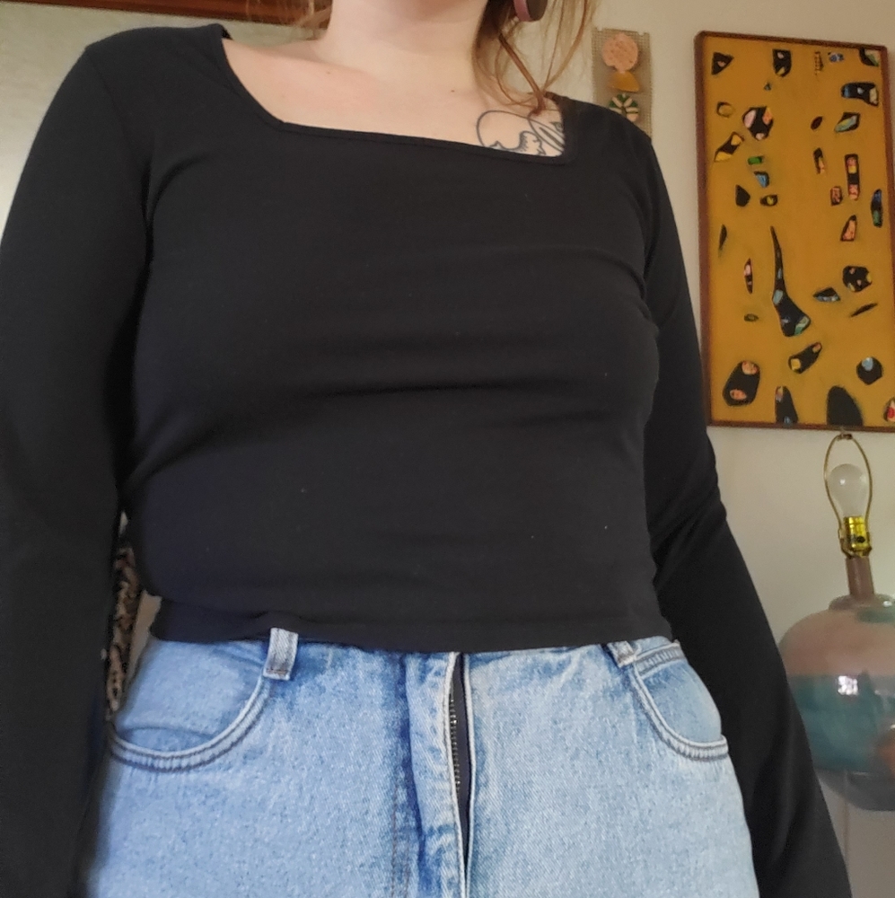 wild fable black crop top long sleeve